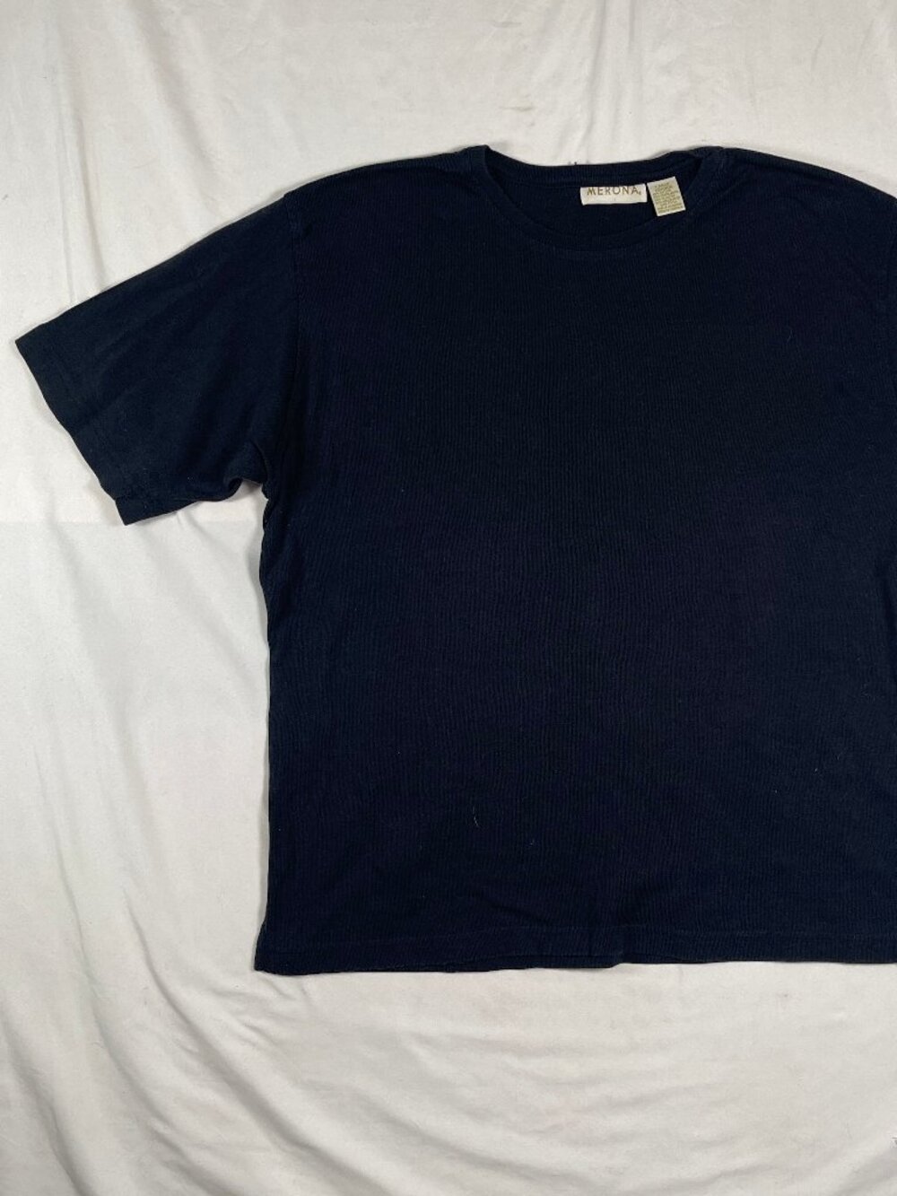 Vintage Merona Ribbed Crewneck Tee Shirt Men's Large Black All Cotton Y2K Grunge